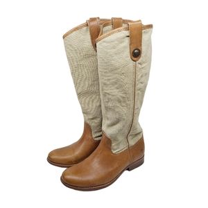 Frye Melissa Canvas Button Logo Tall Riding Boots